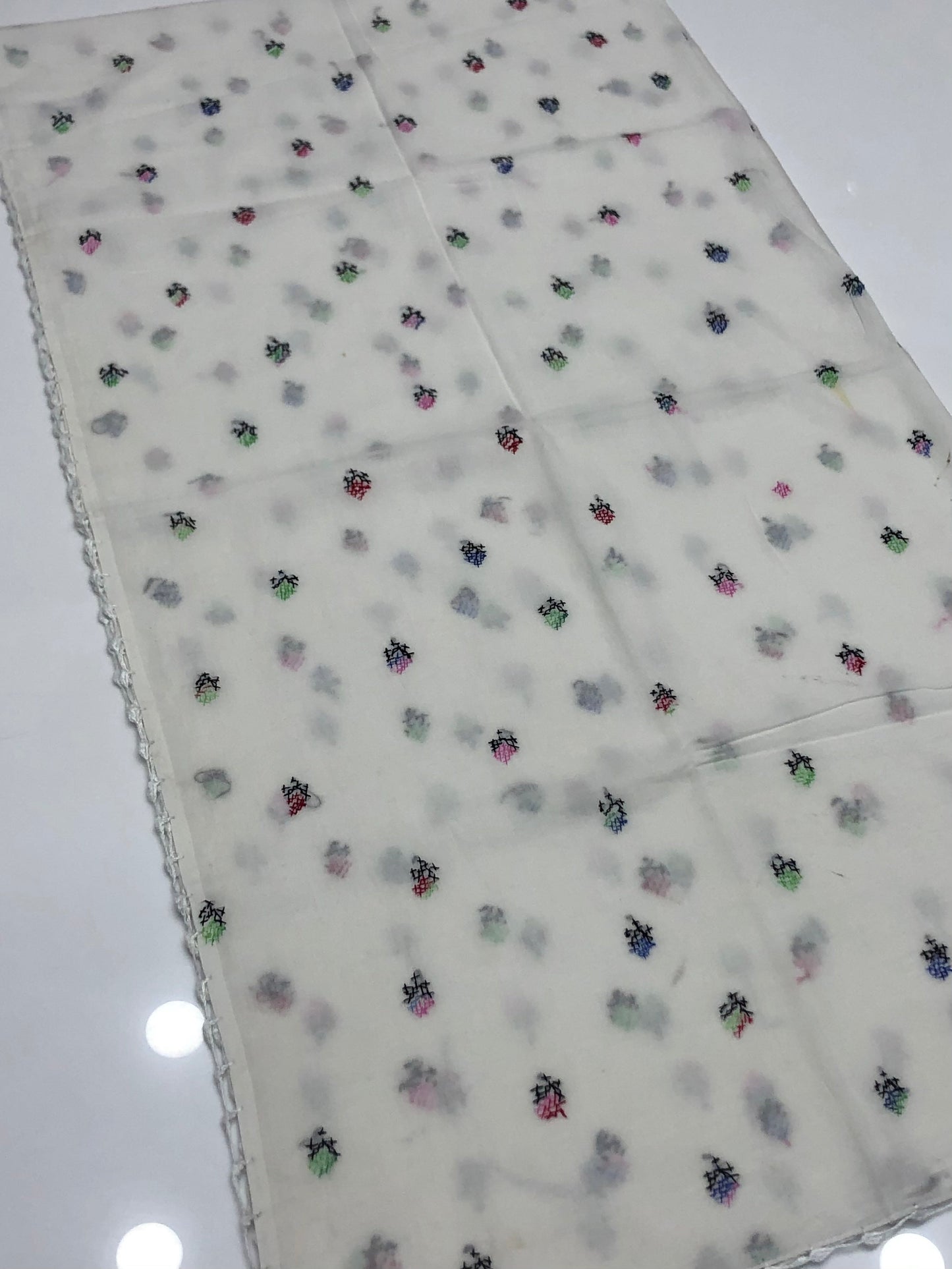 Handmade Crosstich Work Lawn Dupatta