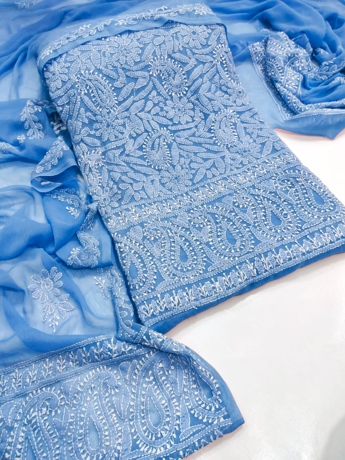 Handmade chikenkari work dress