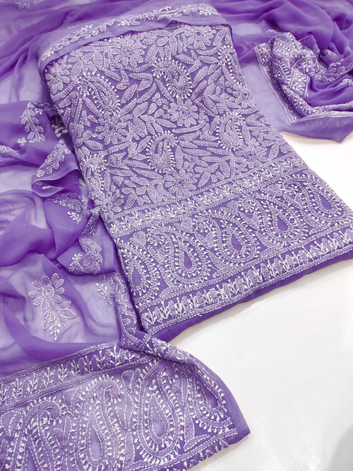 Handmade chikenkari work dress